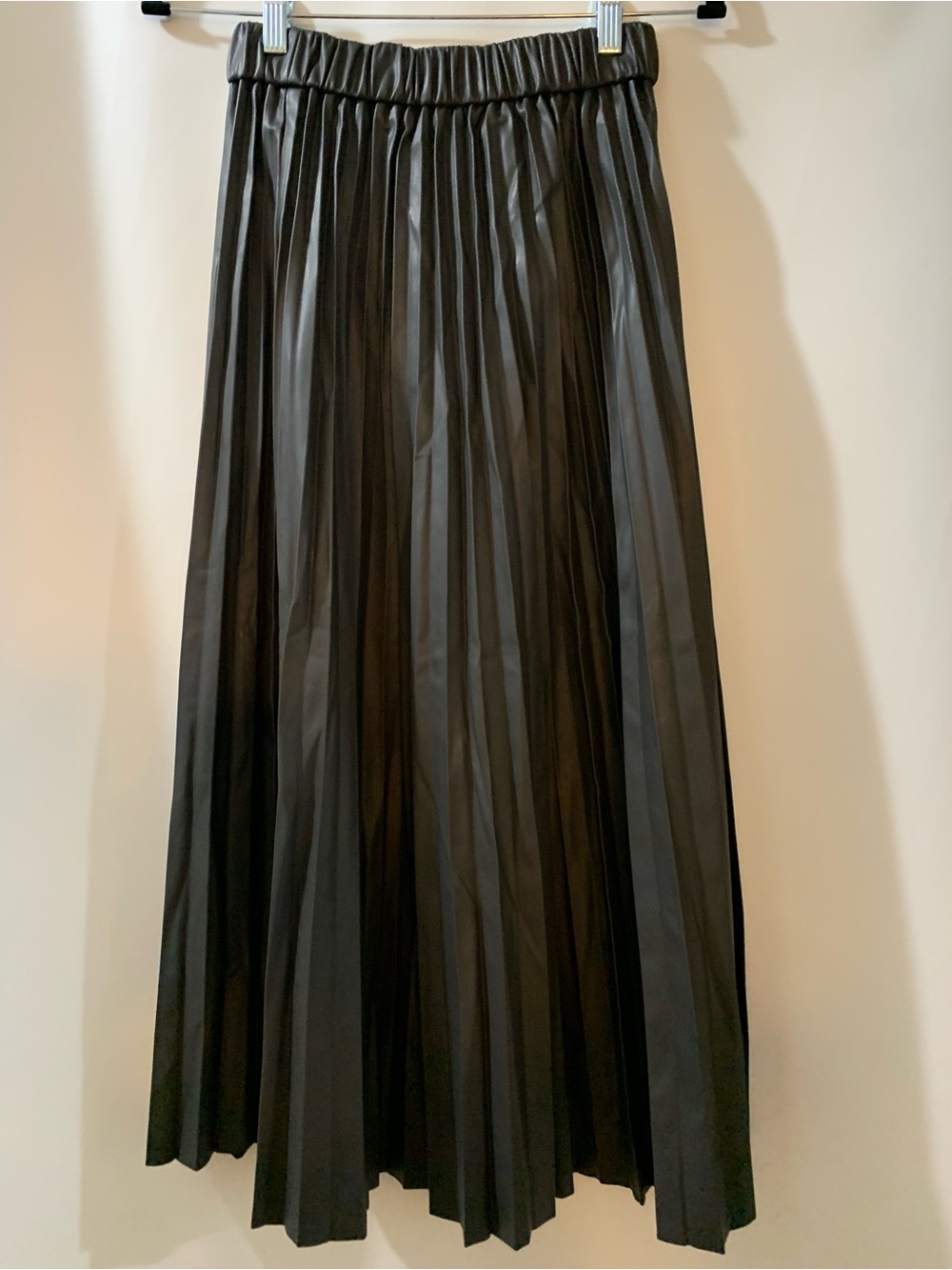 Dark Brown Pleated Maxi Faux-Leather Skirt - Women